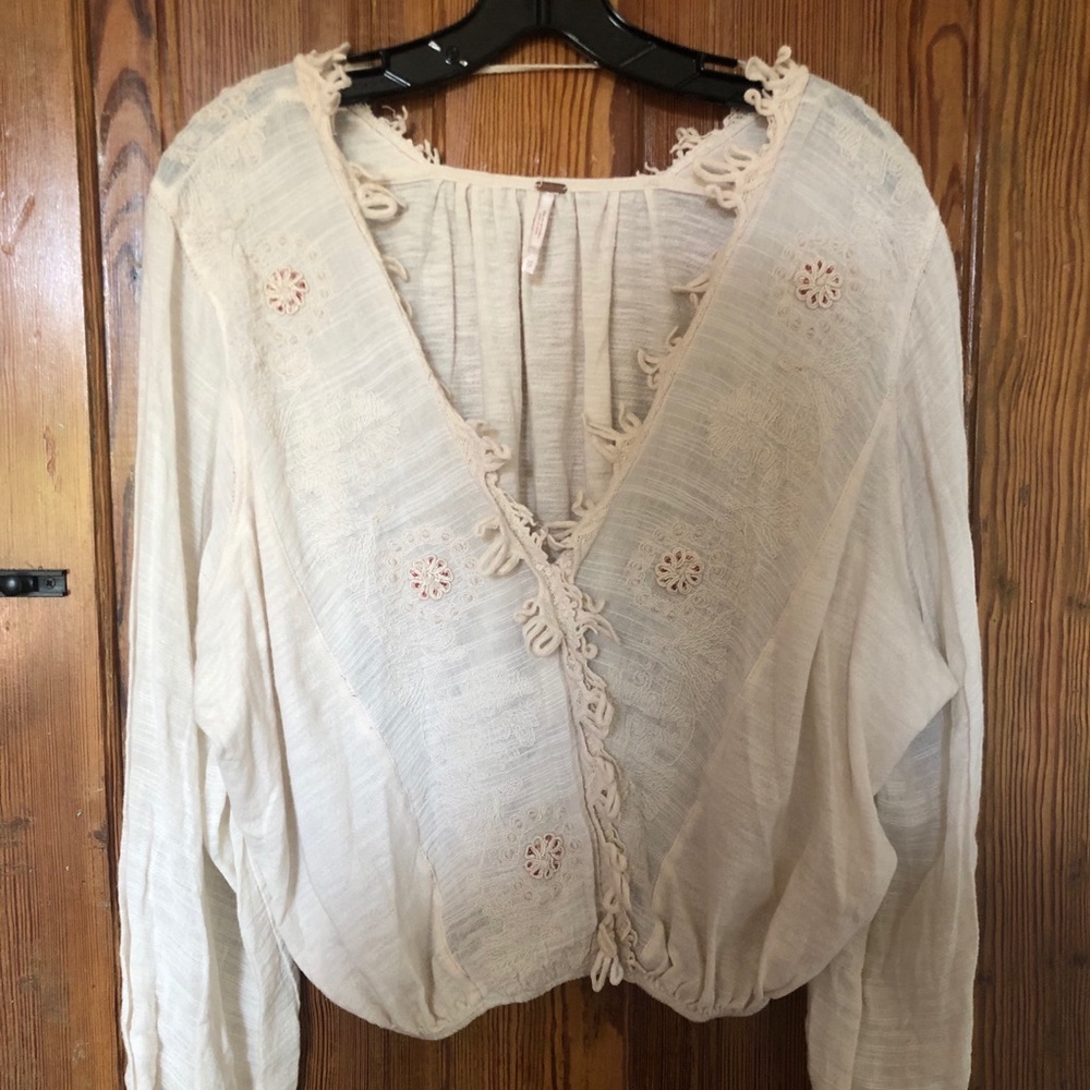Free people embroidered low-cut top